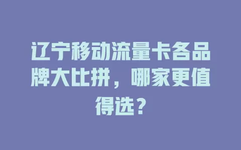 辽宁移动流量卡各品牌大比拼，哪家更值得选？