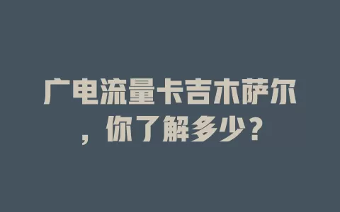 广电流量卡吉木萨尔，你了解多少？