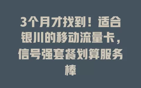 3个月才找到！适合银川的移动流量卡，信号强套餐划算服务棒
