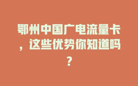 鄂州中国广电流量卡，这些优势你知道吗？
