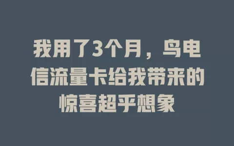 我用了3个月，鸟电信流量卡给我带来的惊喜超乎想象
