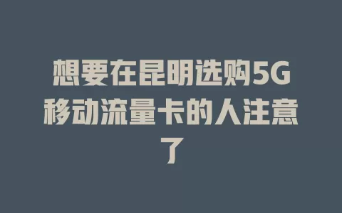 想要在昆明选购5G移动流量卡的人注意了