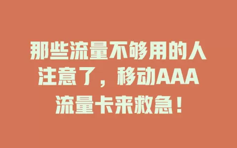 那些流量不够用的人注意了，移动AAA流量卡来救急！