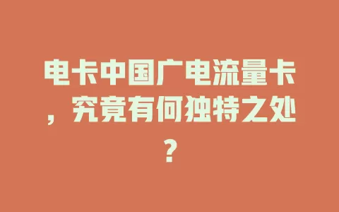 电卡中国广电流量卡，究竟有何独特之处？