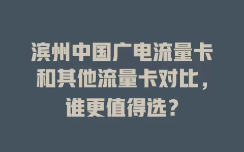 滨州中国广电流量卡和其他流量卡对比，谁更值得选？
