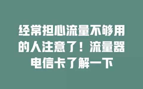 经常担心流量不够用的人注意了！流量器电信卡了解一下
