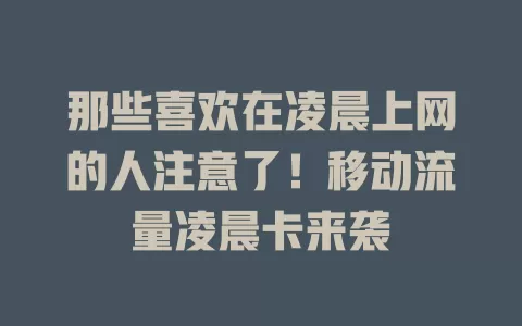 那些喜欢在凌晨上网的人注意了！移动流量凌晨卡来袭