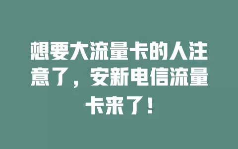 想要大流量卡的人注意了，安新电信流量卡来了！
