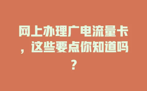 网上办理广电流量卡，这些要点你知道吗？