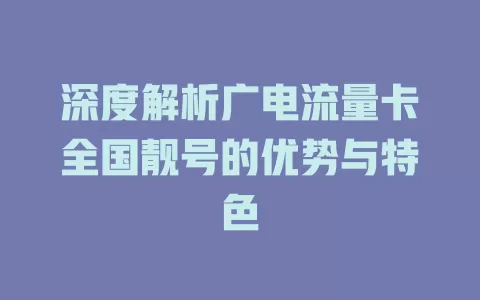 深度解析广电流量卡全国靓号的优势与特色