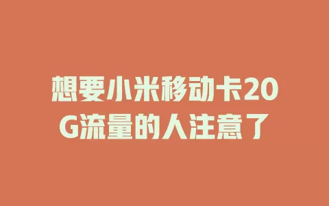 想要小米移动卡20G流量的人注意了