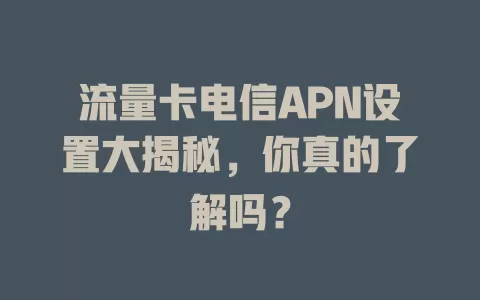 流量卡电信APN设置大揭秘，你真的了解吗？
