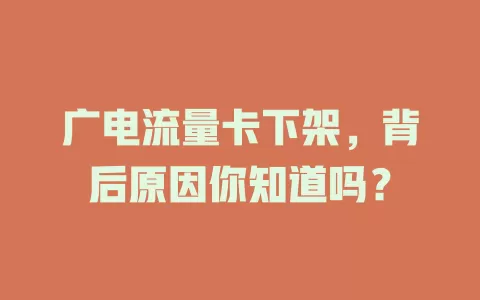 广电流量卡下架，背后原因你知道吗？