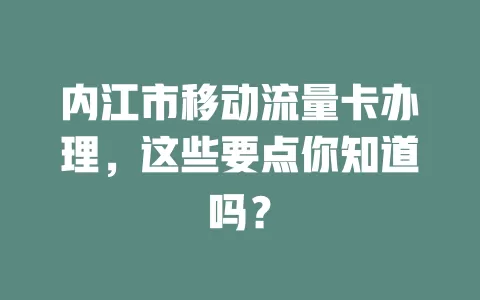 内江市移动流量卡办理，这些要点你知道吗？