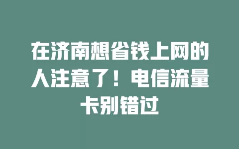 在济南想省钱上网的人注意了！电信流量卡别错过