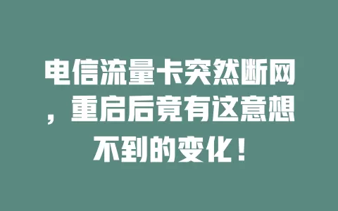 电信流量卡突然断网，重启后竟有这意想不到的变化！