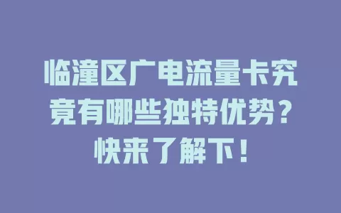 临潼区广电流量卡究竟有哪些独特优势？快来了解下！