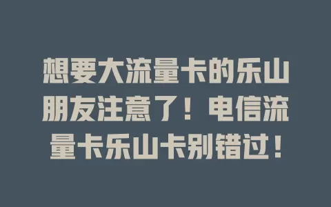 想要大流量卡的乐山朋友注意了！电信流量卡乐山卡别错过！