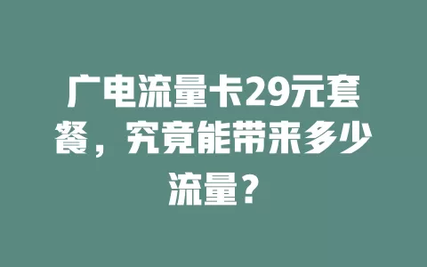 广电流量卡29元套餐，究竟能带来多少流量？