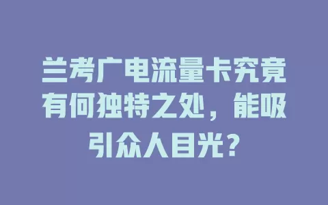 兰考广电流量卡究竟有何独特之处，能吸引众人目光？