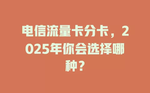 电信流量卡分卡，2025年你会选择哪种？