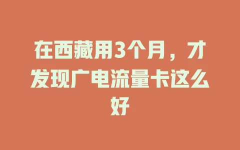 在西藏用3个月，才发现广电流量卡这么好