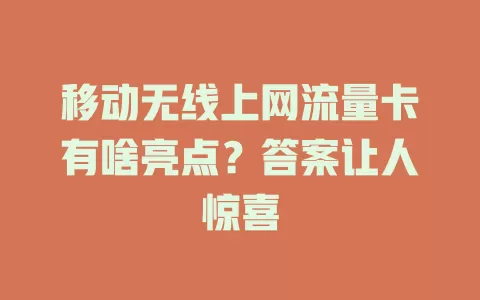 移动无线上网流量卡有啥亮点？答案让人惊喜