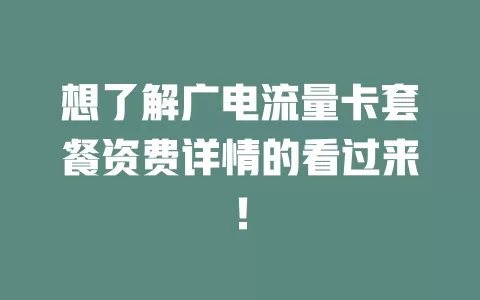 想了解广电流量卡套餐资费详情的看过来！