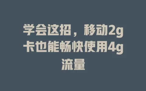 学会这招，移动2g卡也能畅快使用4g流量