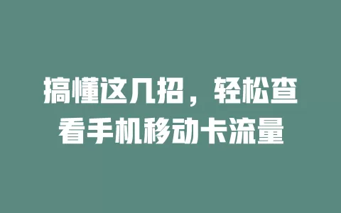 搞懂这几招，轻松查看手机移动卡流量