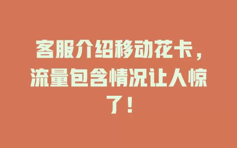 客服介绍移动花卡，流量包含情况让人惊了！