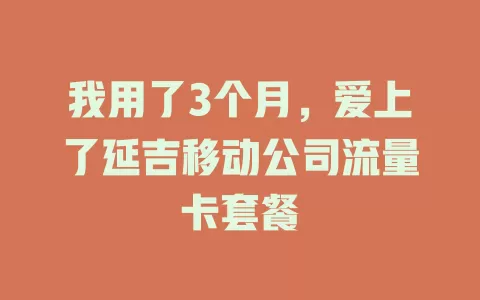 我用了3个月，爱上了延吉移动公司流量卡套餐