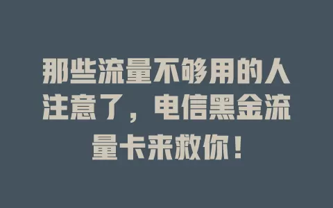 那些流量不够用的人注意了，电信黑金流量卡来救你！