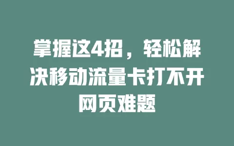 掌握这4招，轻松解决移动流量卡打不开网页难题