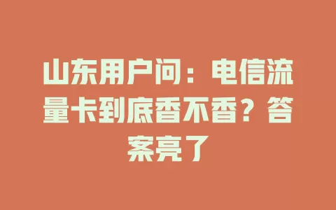 山东用户问：电信流量卡到底香不香？答案亮了