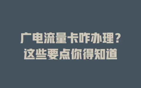 广电流量卡咋办理？这些要点你得知道