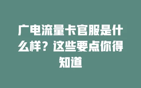 广电流量卡官服是什么样？这些要点你得知道