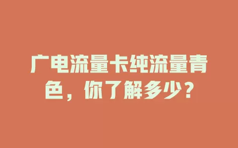 广电流量卡纯流量青色，你了解多少？