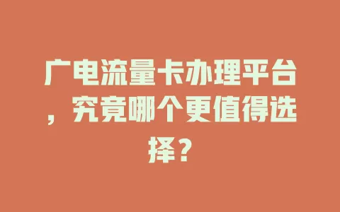 广电流量卡办理平台，究竟哪个更值得选择？