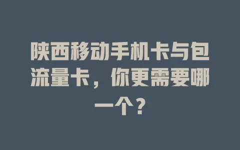 陕西移动手机卡与包流量卡，你更需要哪一个？