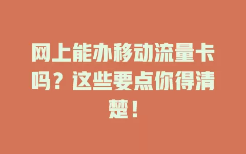 网上能办移动流量卡吗？这些要点你得清楚！