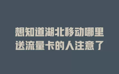 想知道湖北移动哪里送流量卡的人注意了