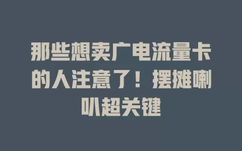 那些想卖广电流量卡的人注意了！摆摊喇叭超关键