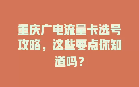 重庆广电流量卡选号攻略，这些要点你知道吗？