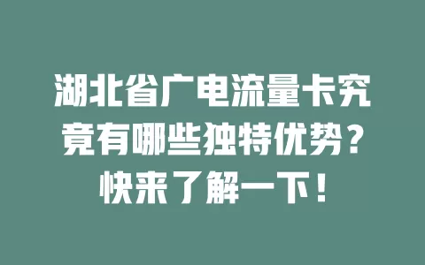 湖北省广电流量卡究竟有哪些独特优势？快来了解一下！