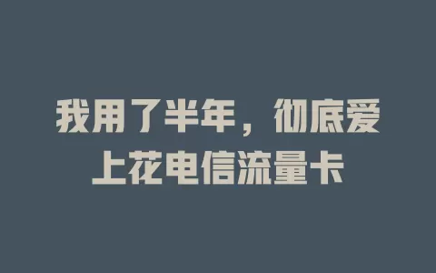 我用了半年，彻底爱上花电信流量卡