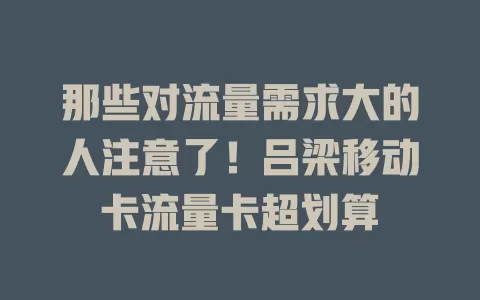 那些对流量需求大的人注意了！吕梁移动卡流量卡超划算