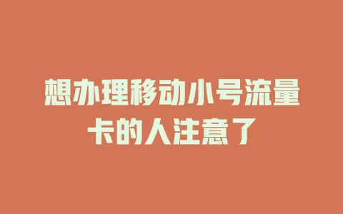 想办理移动小号流量卡的人注意了