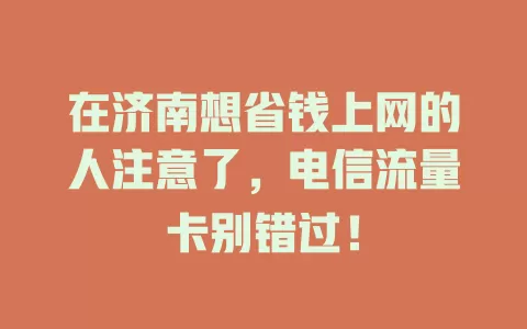 在济南想省钱上网的人注意了，电信流量卡别错过！