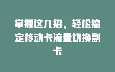 掌握这几招，轻松搞定移动卡流量切换副卡